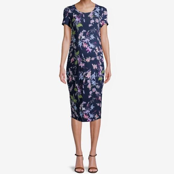 𝅺NWT Time and Tru Floral Midi Maternity Dress - Picture 2 of 7